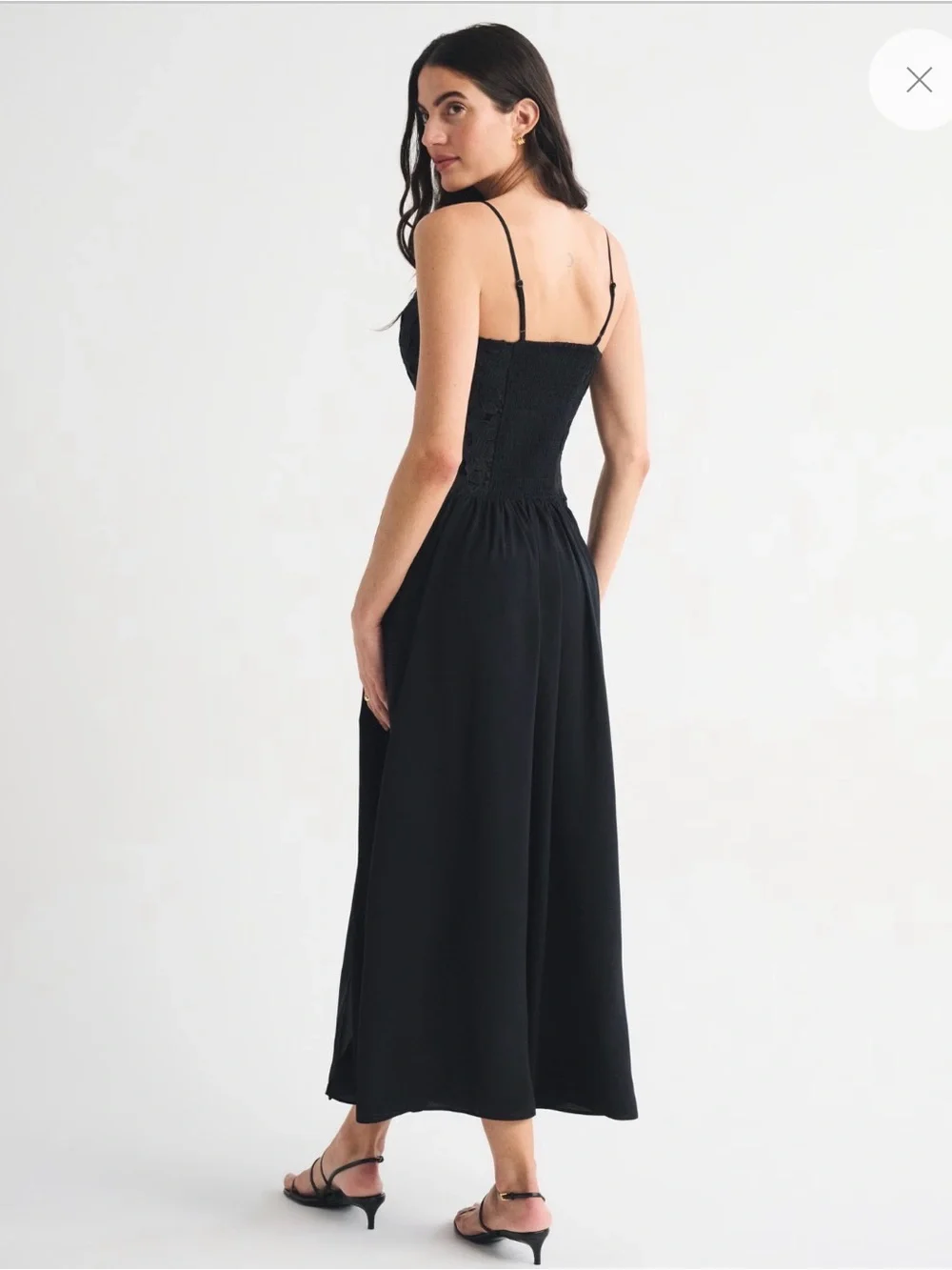 Abercrombie & Fitch Black Lace Bodice Maxi Dress with Side Slit